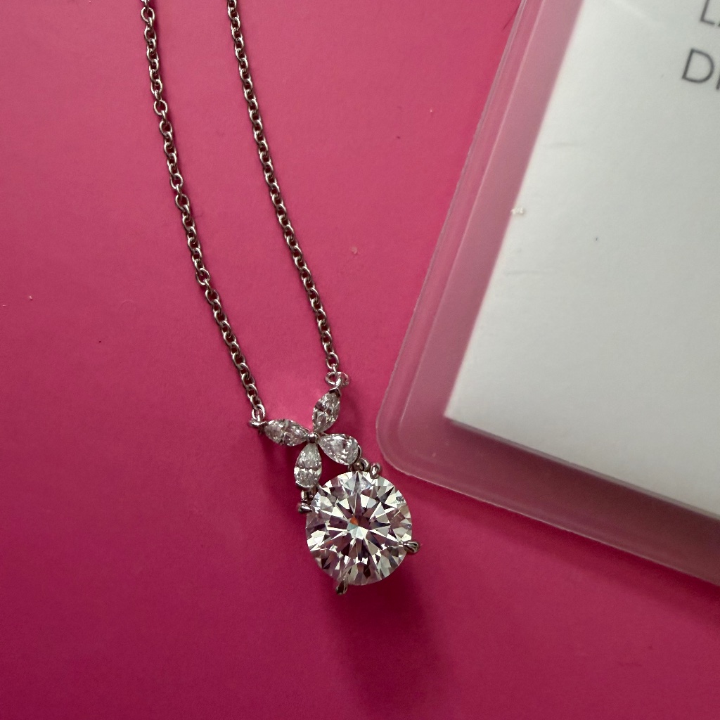 Brand New Custom Made Lab Diamond Over 2ct Platinum Butterfly Round Pendant